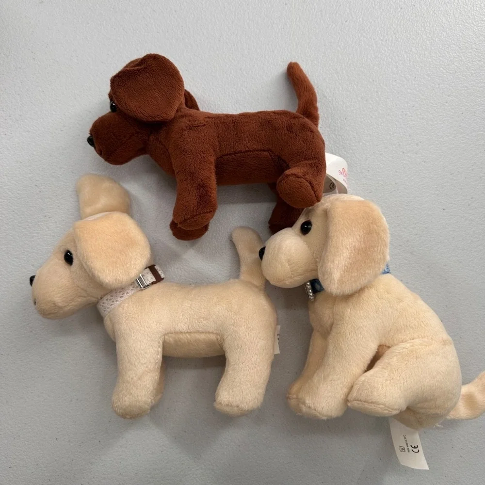 Our Generation Battat Plush Golden Chocolate‎ Labrador Puppy Dog Bundle Set Of 3